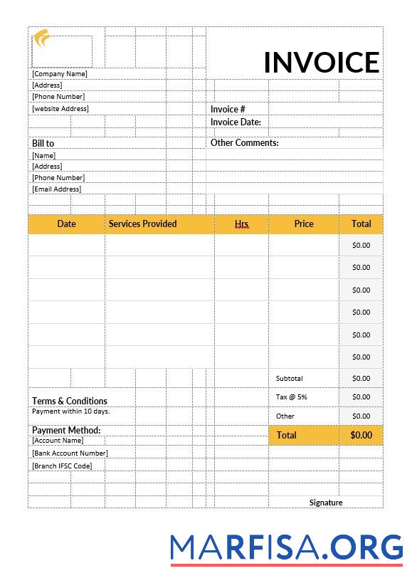 Blank Baby Sitting Invoice Template